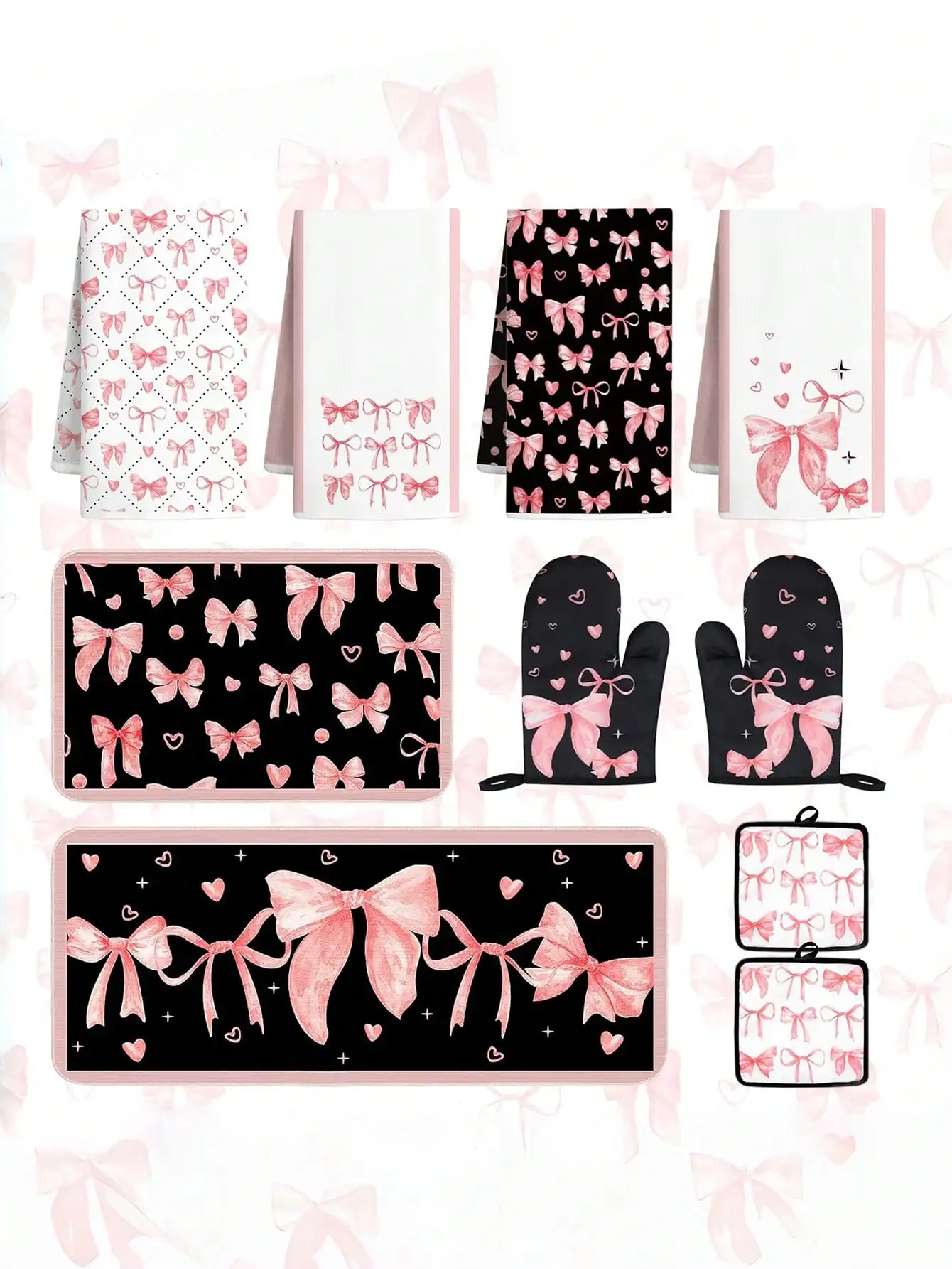 10PCS Pink Bow Kitchen Accesso - огляд і ціна Baking Kitchen Set